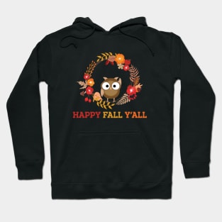 Happy Fall Y'all Cute Owl Southern Hoodie